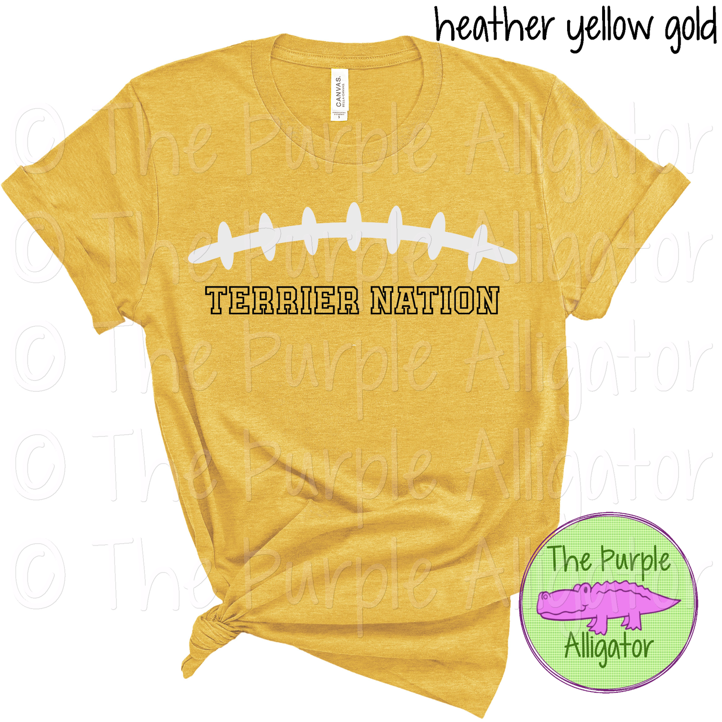 Terrier Nation Football Laces Mascot School Spirit - CHOOSE YOUR TEXT COLOR (d2f TPA)
