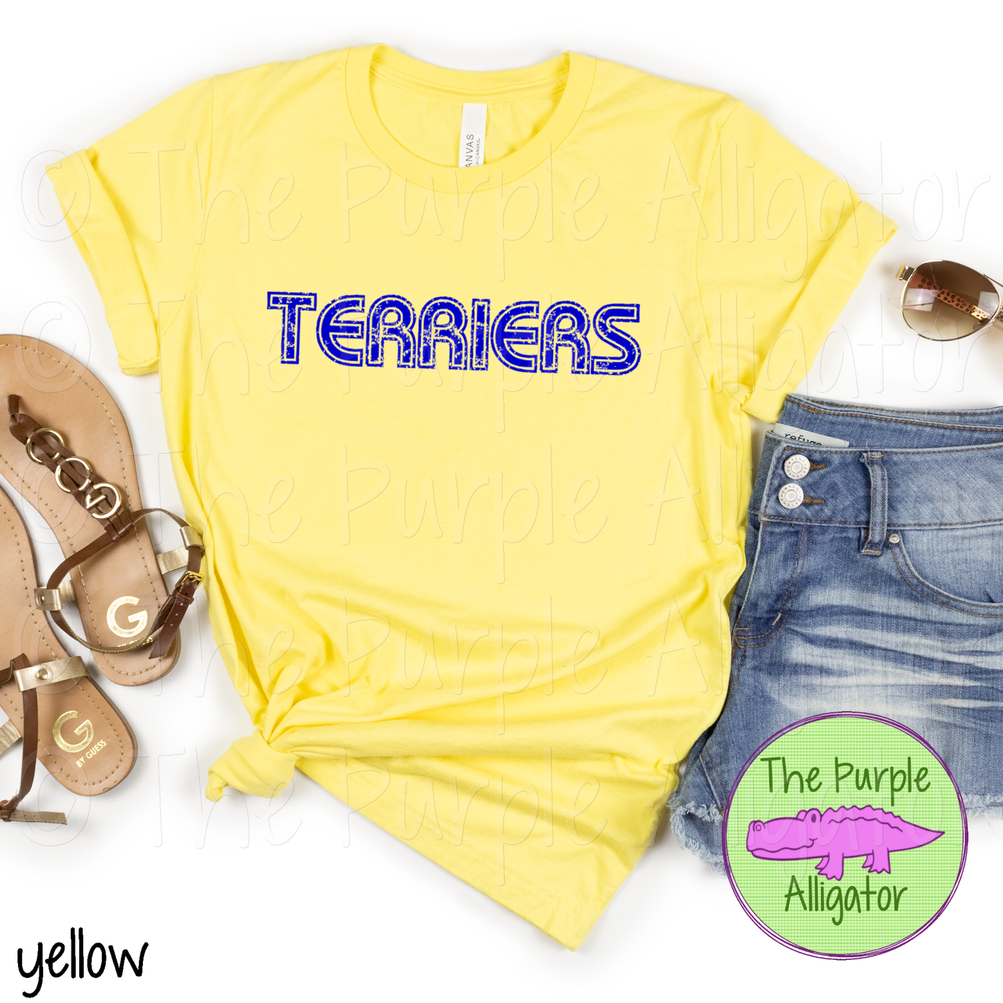Terriers MGIR Distressed Mascot School Spirit - CHOOSE YOUR TEXT COLOR (d2f TPA)