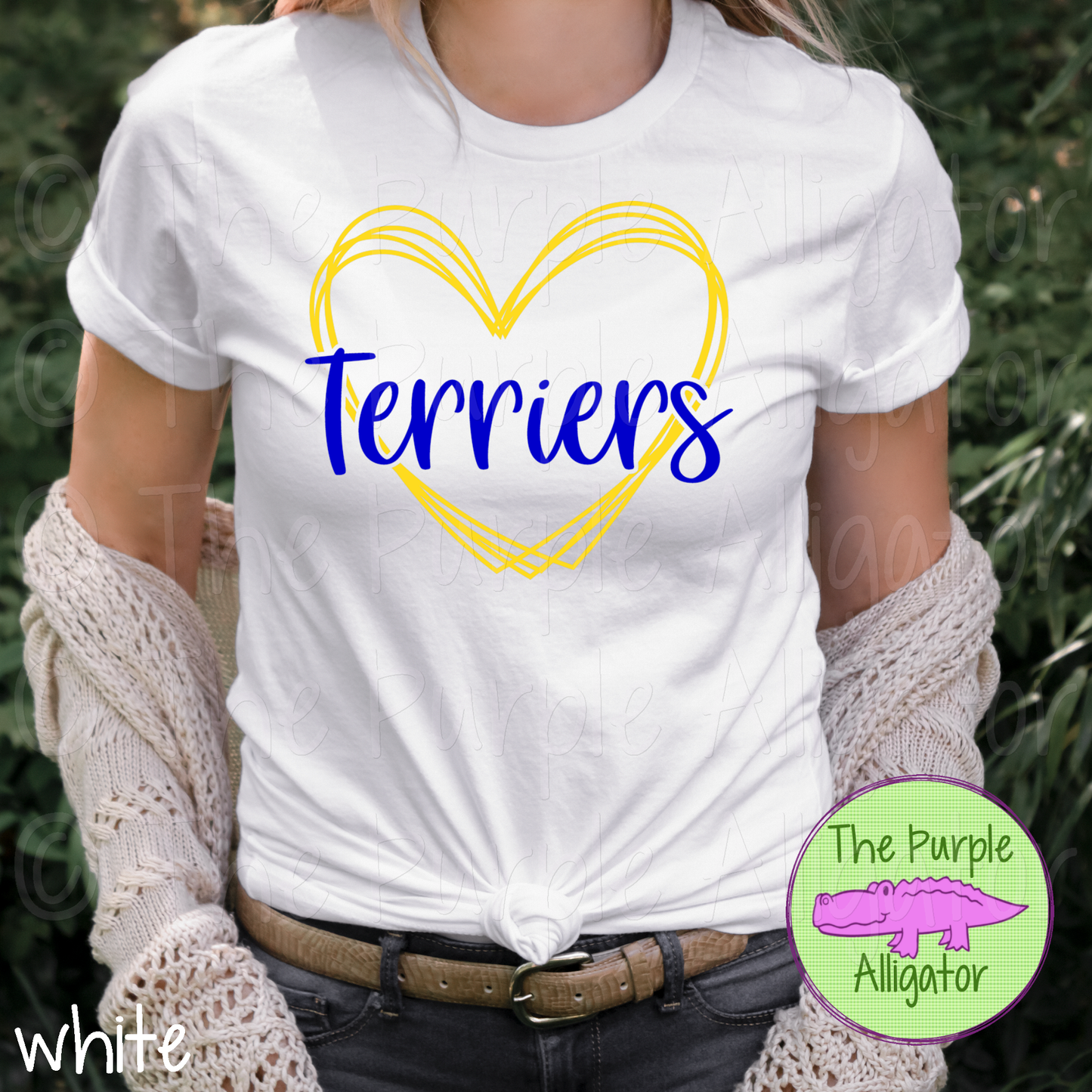 Terriers Heart Frame Mascot School Spirit - CHOOSE YOUR DESIGN COLORS (d2f TPA)