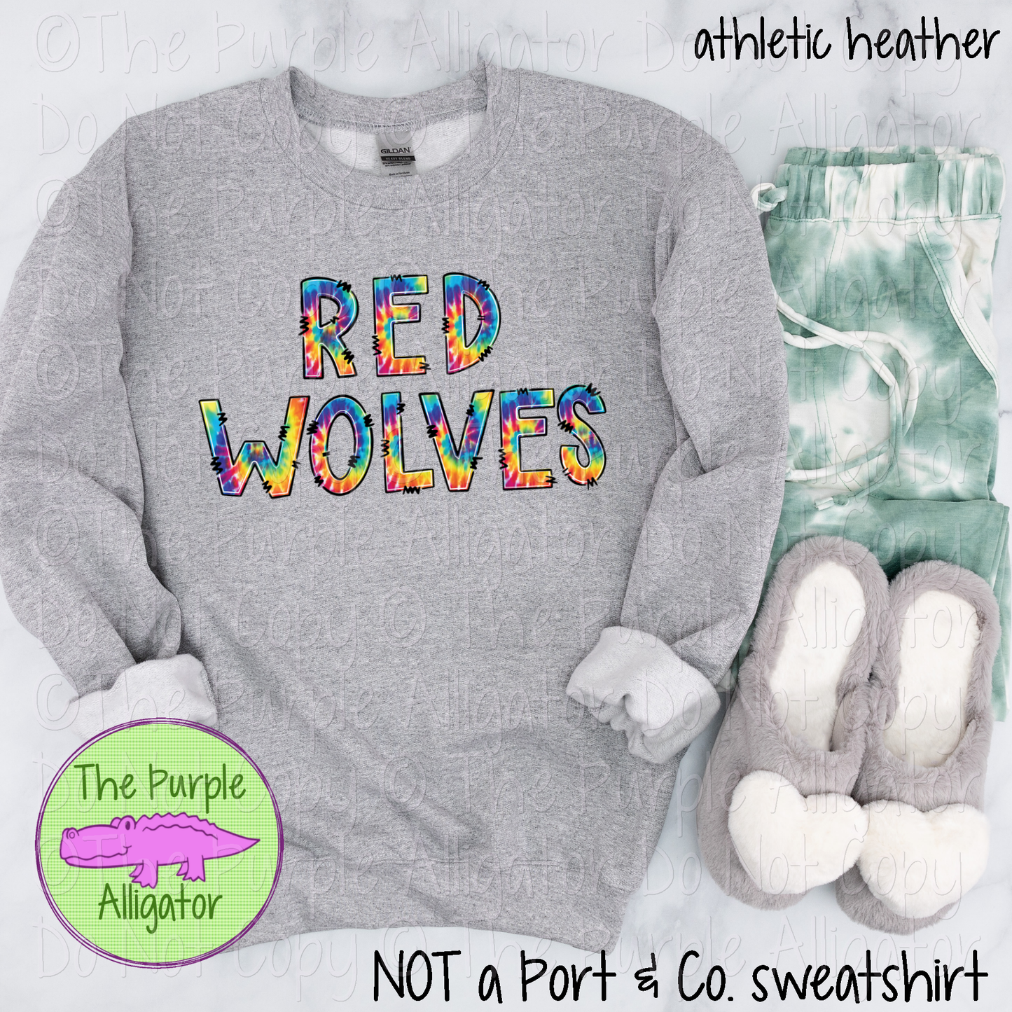 Red Wolves Tie Dye Mascot School Spirit 1224 (d2f TPA)