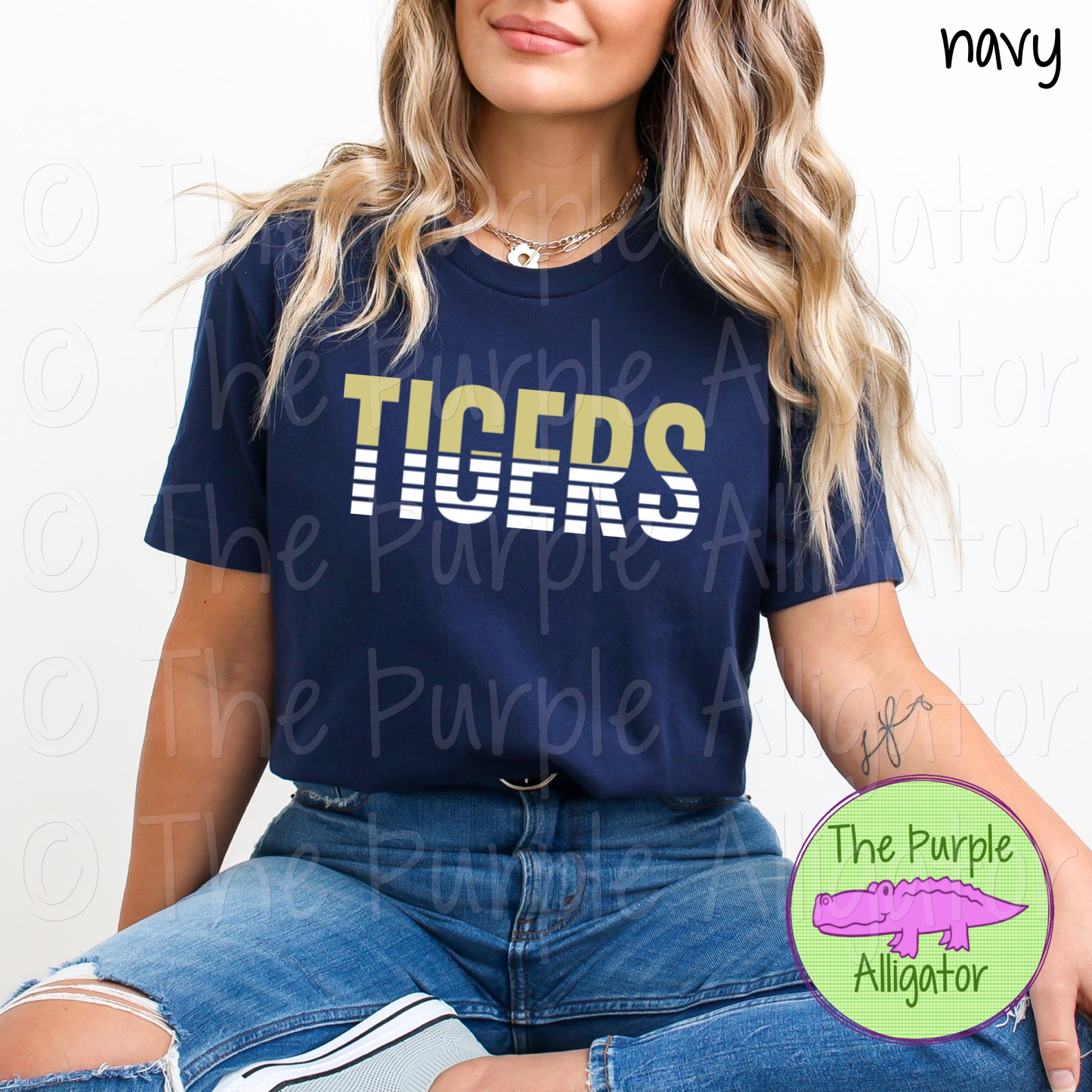Tigers Split Alpha Mascot School Spirit - CHOOSE YOUR DESIGN COLORS (d2f TPA)