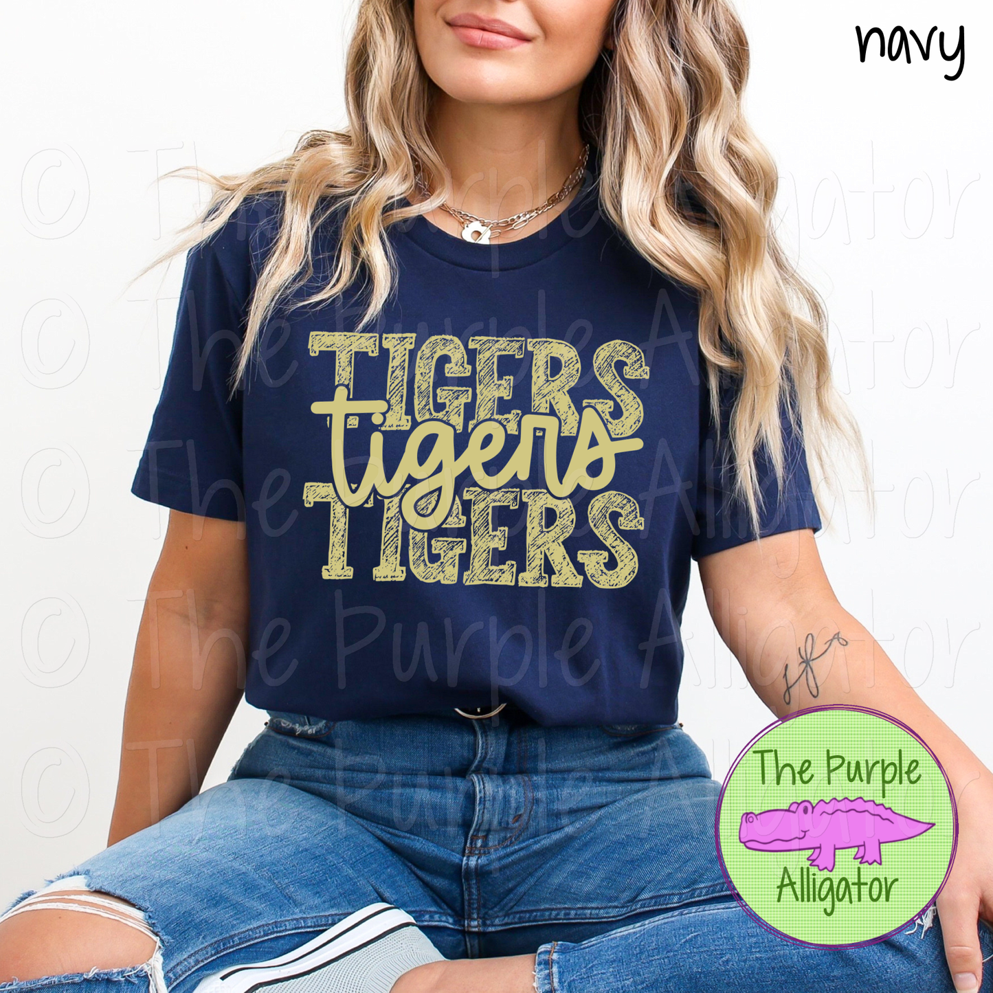 Tigers Messy Sketch Mascot School Spirit - CHOOSE YOUR DESIGN COLOR (d2f TPA)