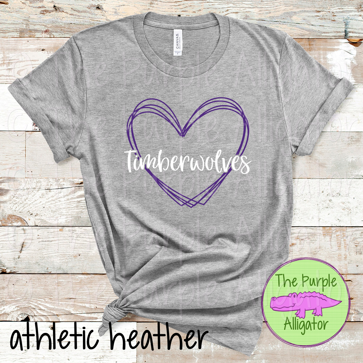 Timberwolves Heart Frame Mascot School Spirit - CHOOSE YOUR DESIGN COLORS (d2f TPA)