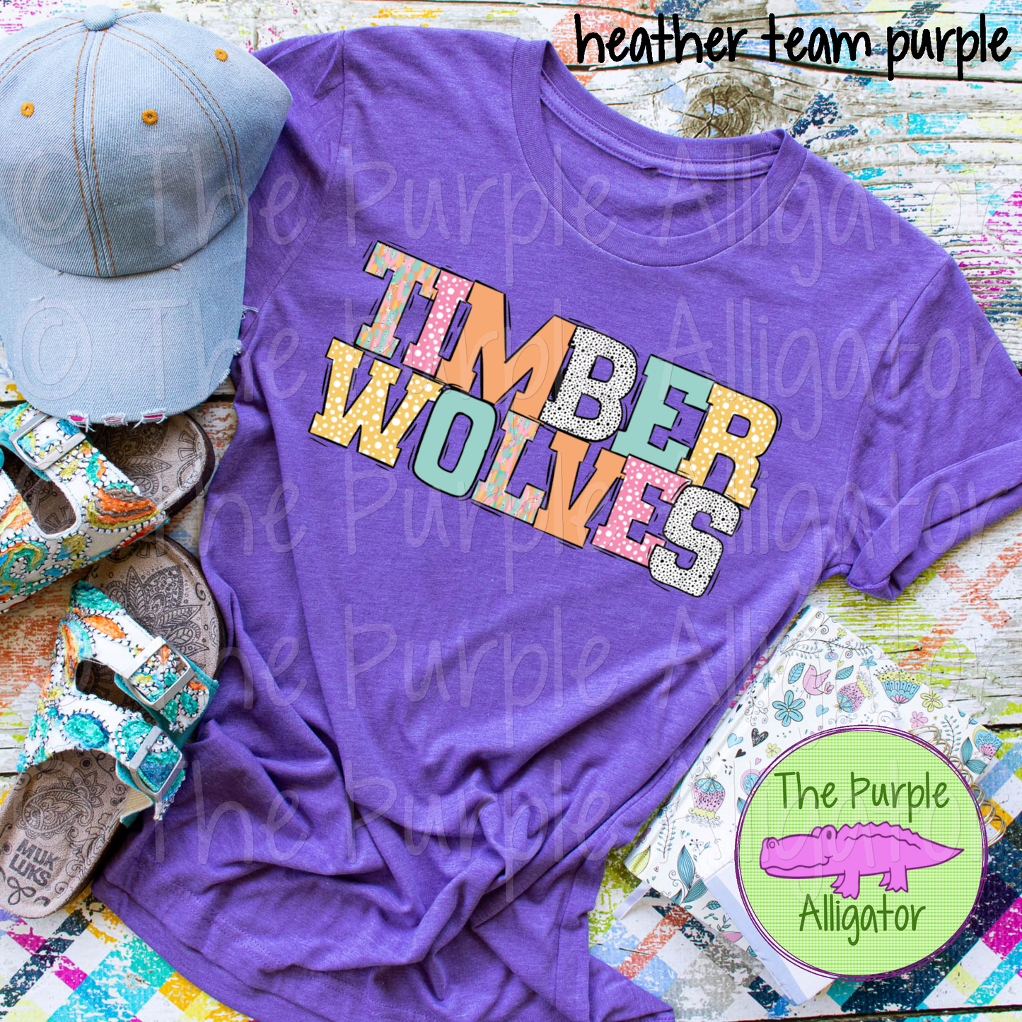 Timberwolves Pastel Stroke Varsity Mascot School Spirit (d2f BB)