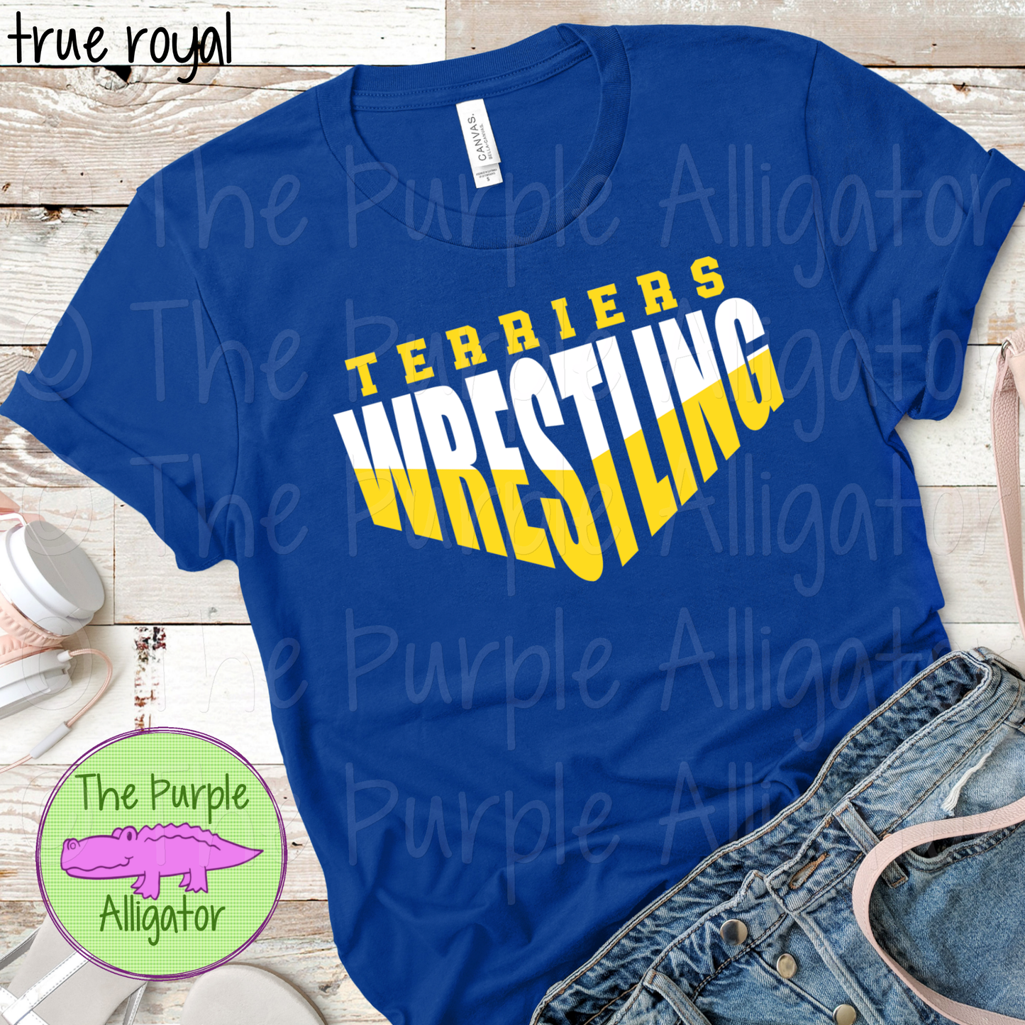 Terriers Wrestling SC6 Mascot School Spirit - CHOOSE YOUR DESIGN COLORS (d2f TPA)