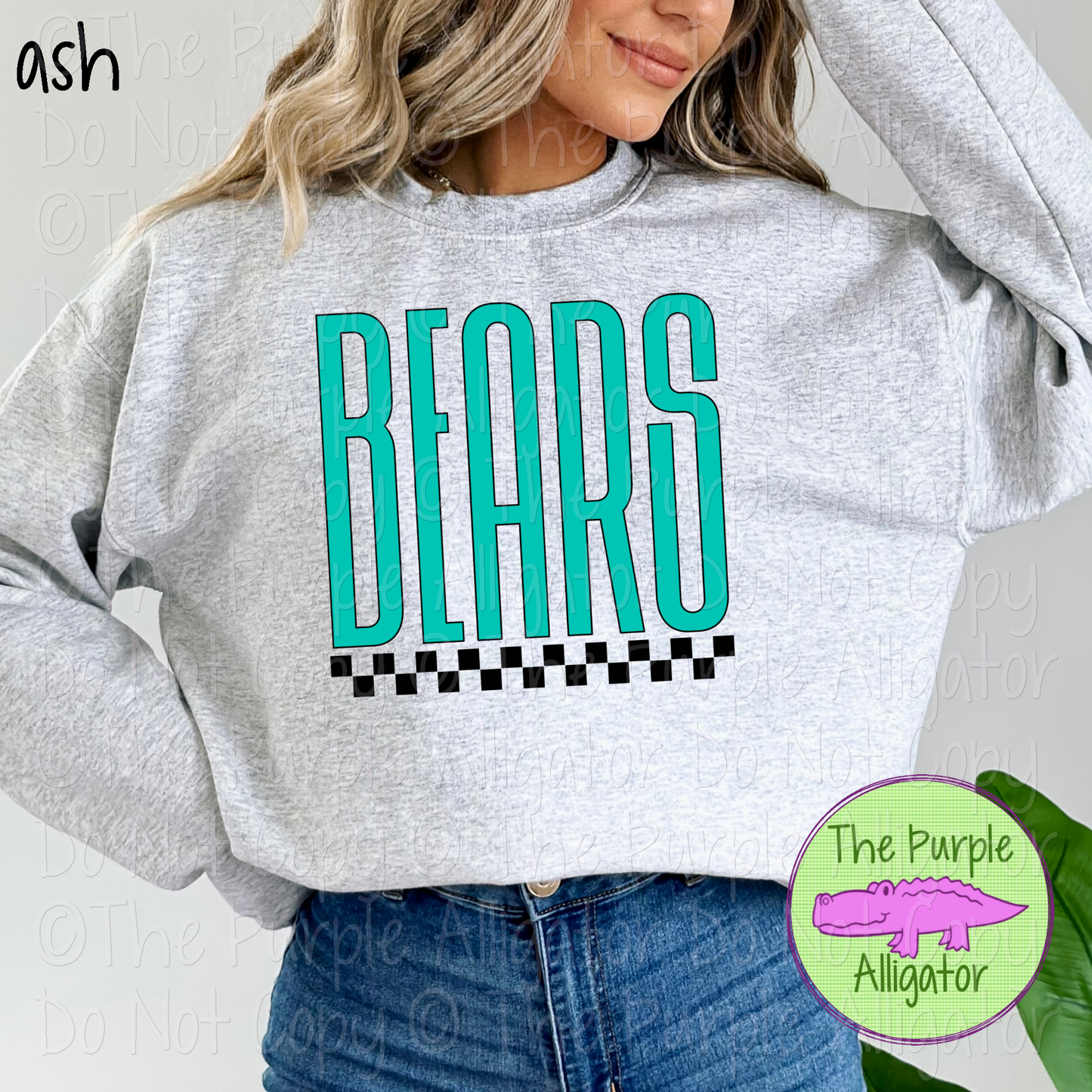 Bears U-Rock Spirit Wear Design – Custom Color Text & Black Checkerboard Accent - CHOOSE YOUR TEXT COLOR 0225 (d2f TPA)