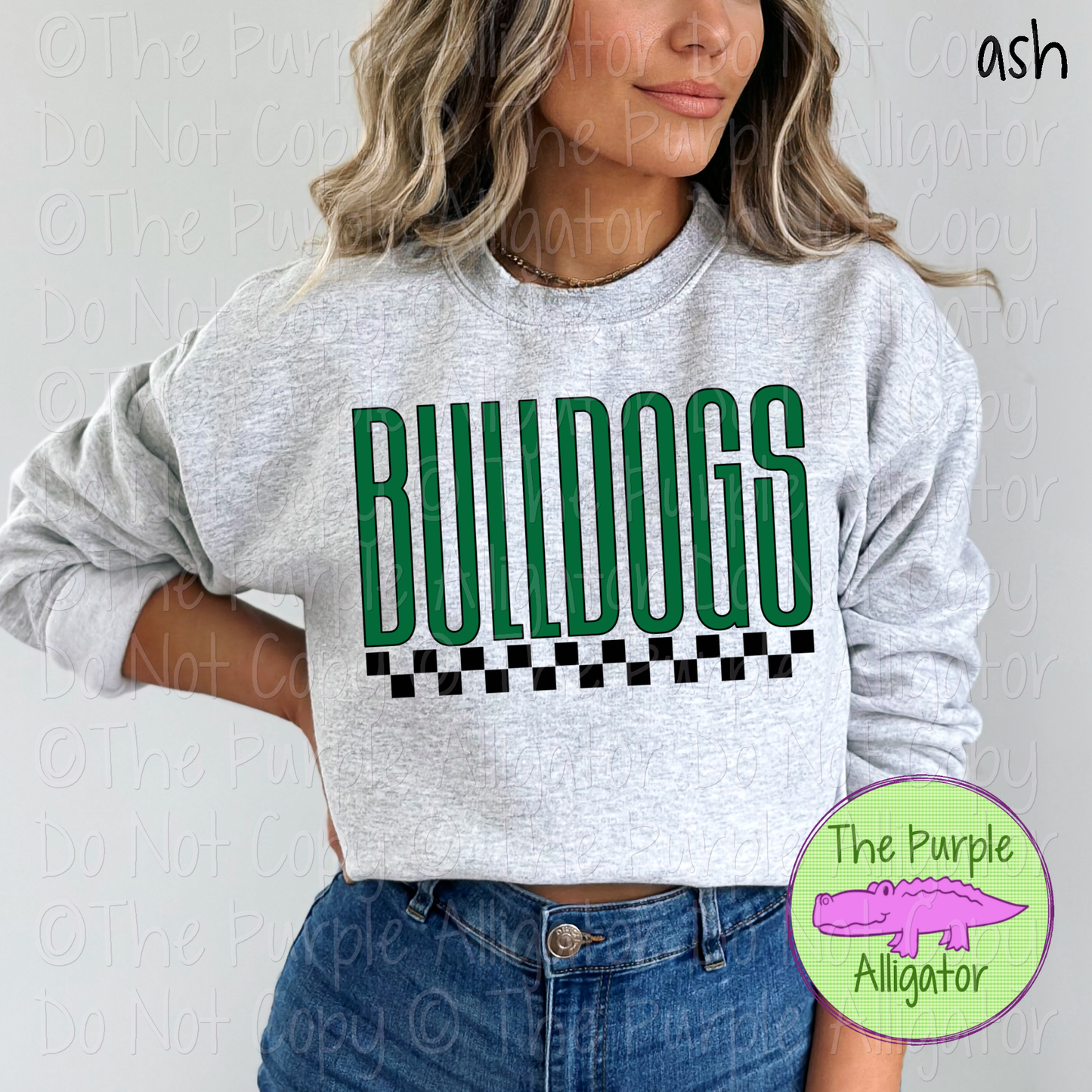 Bulldogs U-Rock Spirit Wear Design – Custom Color Text & Black Checkerboard Accent - CHOOSE YOUR TEXT COLOR 0225 (d2f TPA)