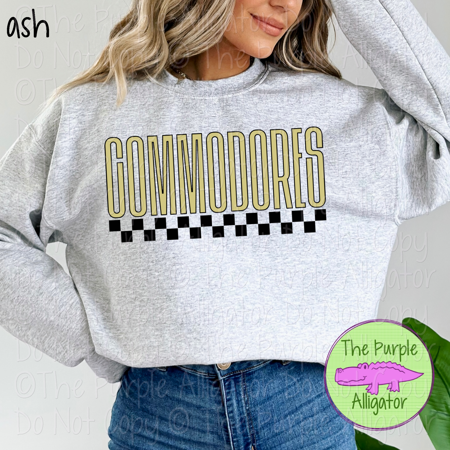 Commodores U-Rock Spirit Wear Design – Custom Color Text & Black Checkerboard Accent - CHOOSE YOUR TEXT COLOR 0225 (d2f TPA)