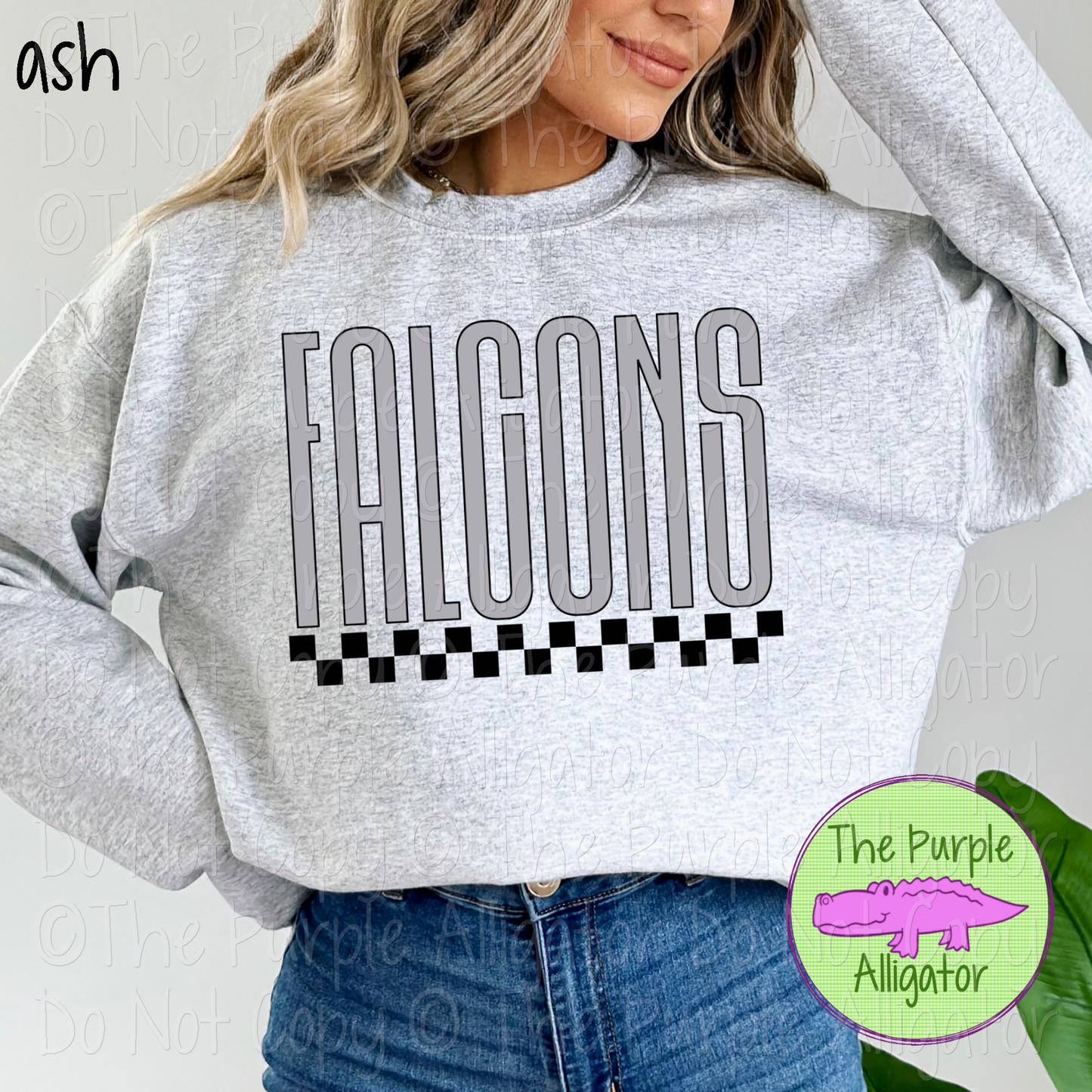Falcons U-Rock Spirit Wear Design – Custom Color Text & Black Checkerboard Accent - CHOOSE YOUR TEXT COLOR 0225 (d2f TPA)