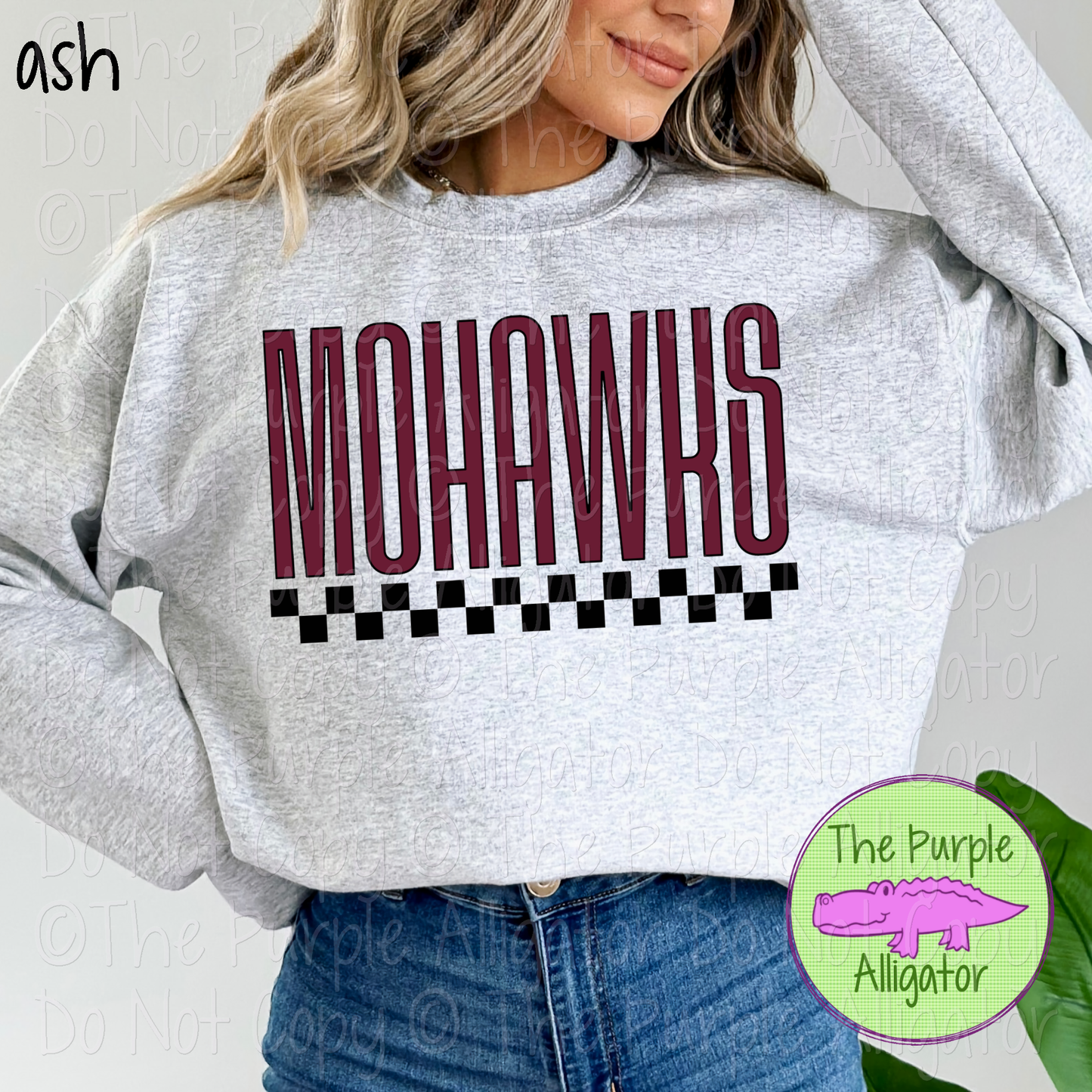 Mohawks U-Rock Spirit Wear Design – Custom Color Text & Black Checkerboard Accent - CHOOSE YOUR TEXT COLOR 0225 (d2f TPA)