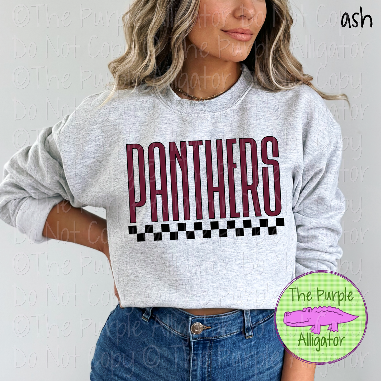 Panthers U-Rock Spirit Wear Design – Custom Color Text & Black Checkerboard Accent - CHOOSE YOUR TEXT COLOR 0225 (d2f TPA)