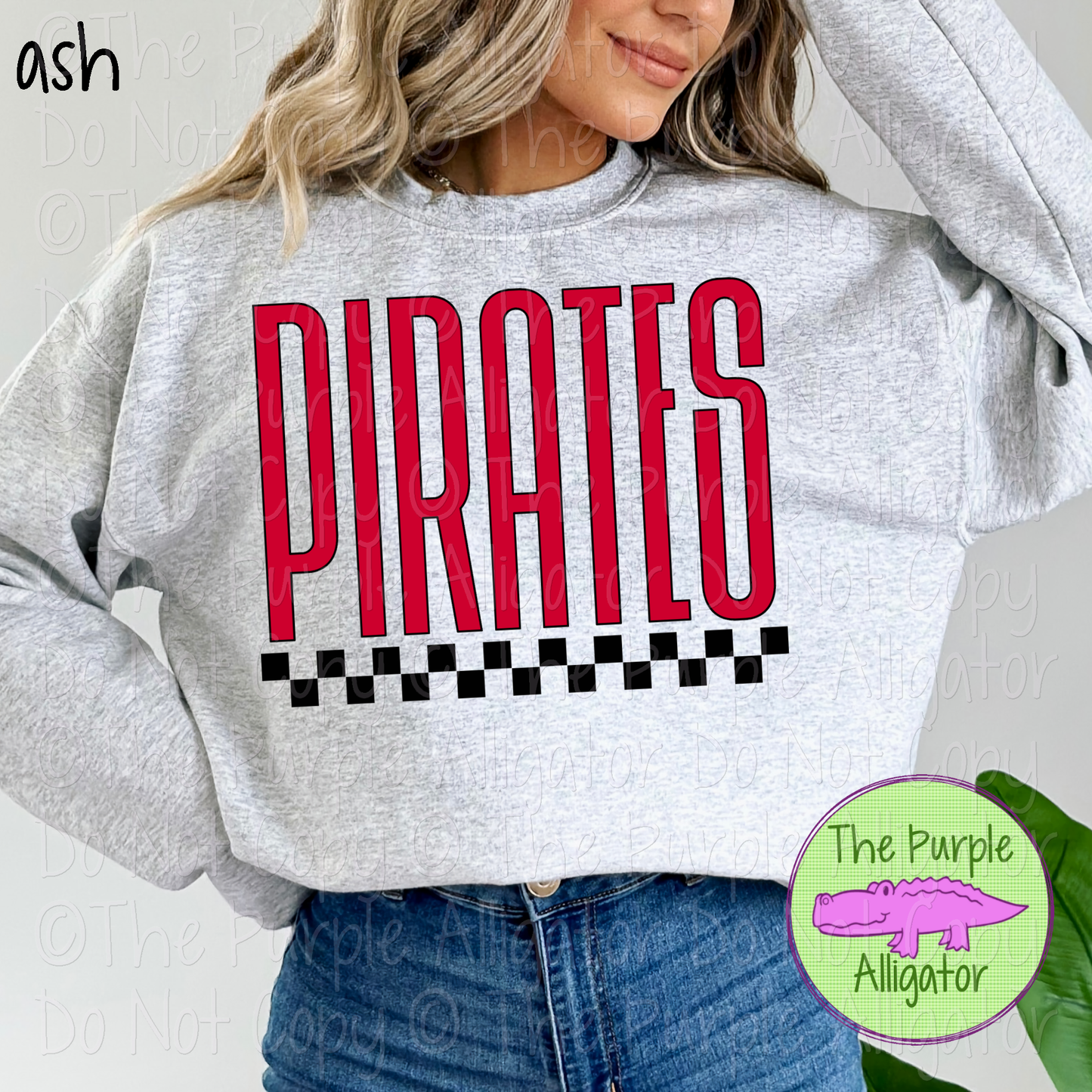 Pirates U-Rock Spirit Wear Design – Custom Color Text & Black Checkerboard Accent - CHOOSE YOUR TEXT COLOR 0225 (d2f TPA)