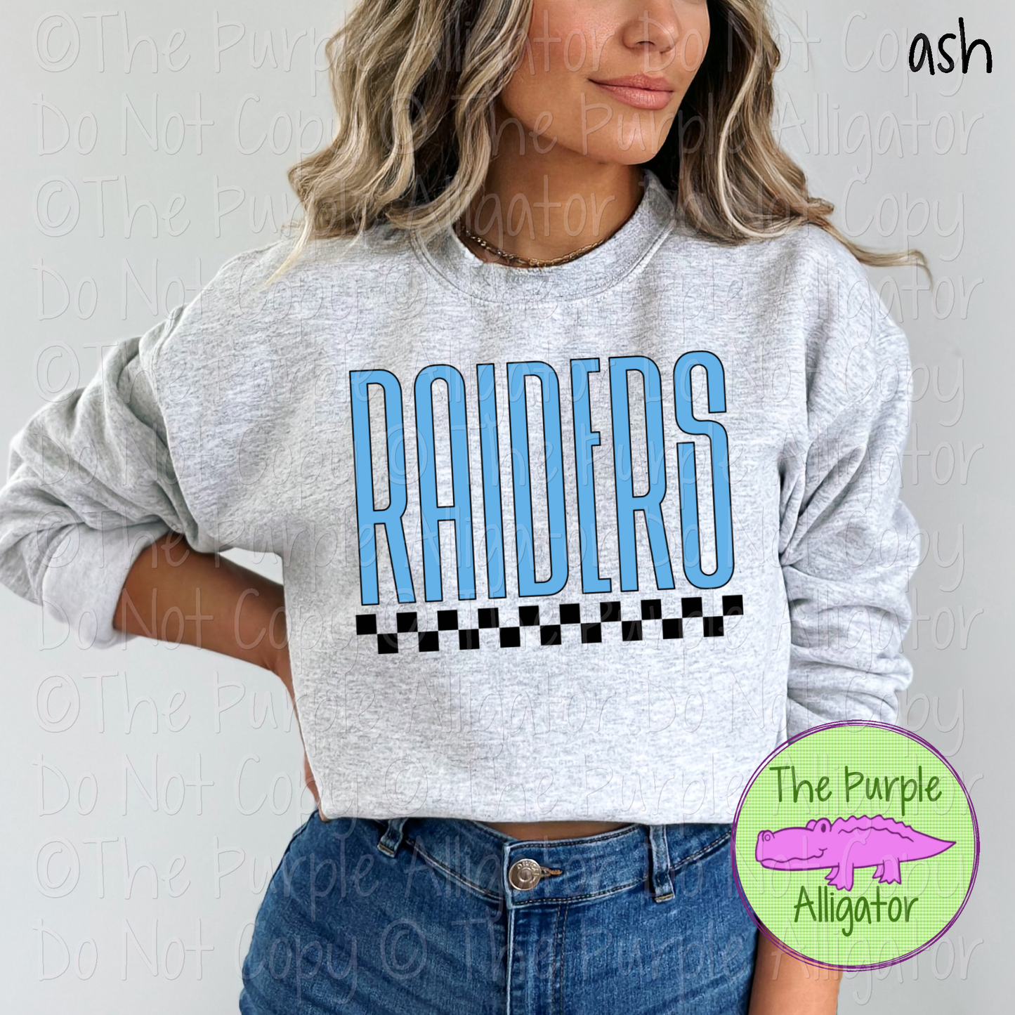 Raiders U-Rock Spirit Wear Design – Custom Color Text & Black Checkerboard Accent - CHOOSE YOUR TEXT COLOR 0225 (d2f TPA)