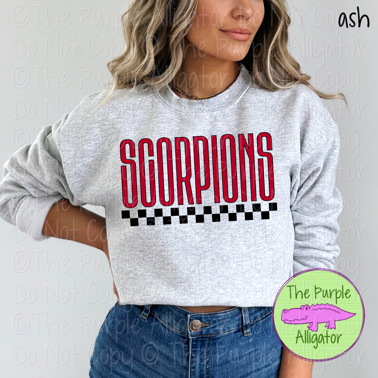 Scorpions U-Rock Spirit Wear Design – Custom Color Text & Black Checkerboard Accent - CHOOSE YOUR TEXT COLOR 0225 (d2f TPA)