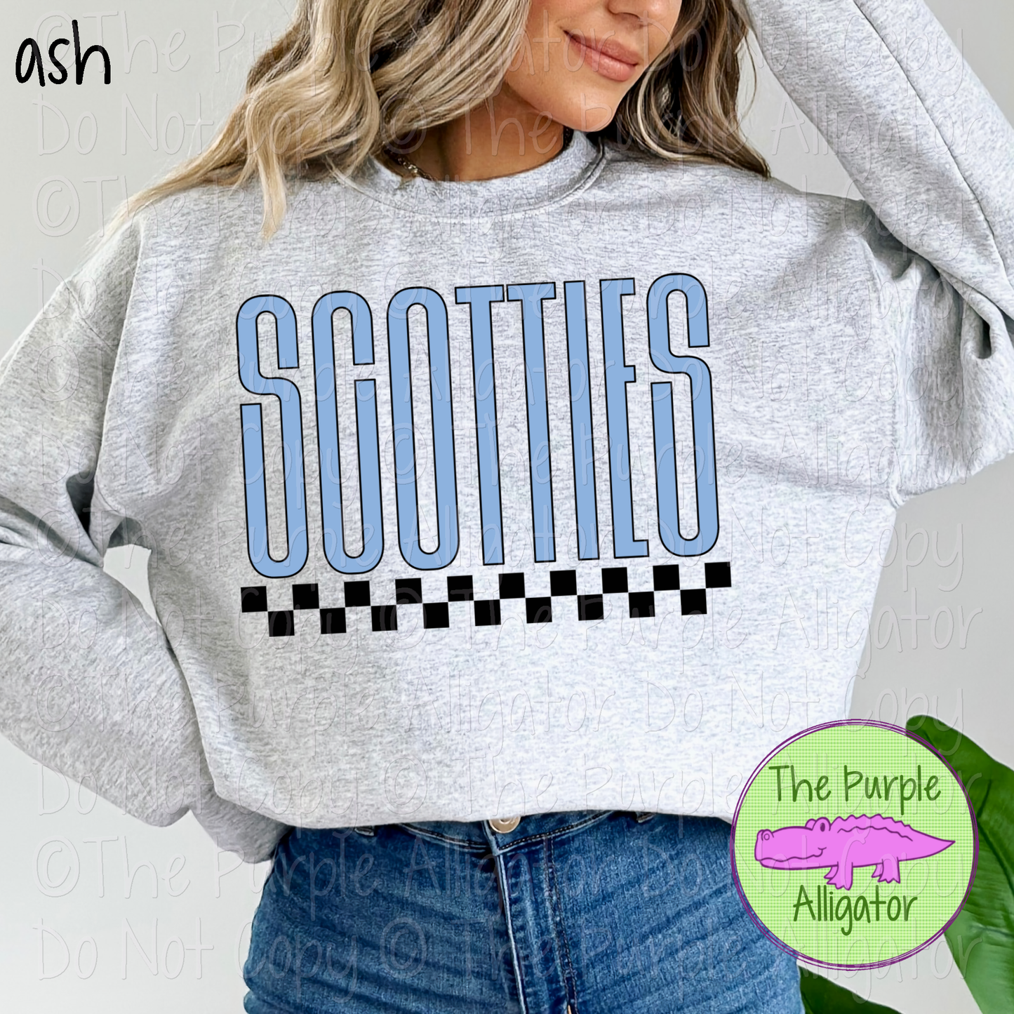 Scotties U-Rock Spirit Wear Design – Custom Color Text & Black Checkerboard Accent - CHOOSE YOUR TEXT COLOR 0225 (d2f TPA)