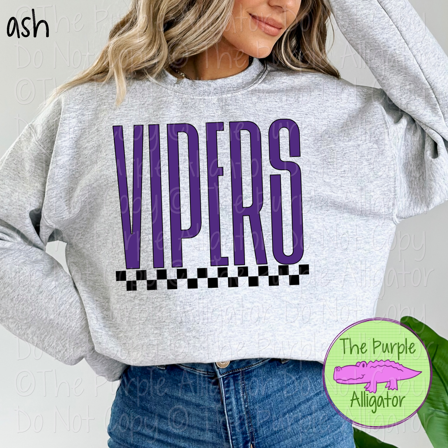 Vipers U-Rock Spirit Wear Design – Custom Color Text & Black Checkerboard Accent - CHOOSE YOUR TEXT COLOR 0225 (d2f TPA)