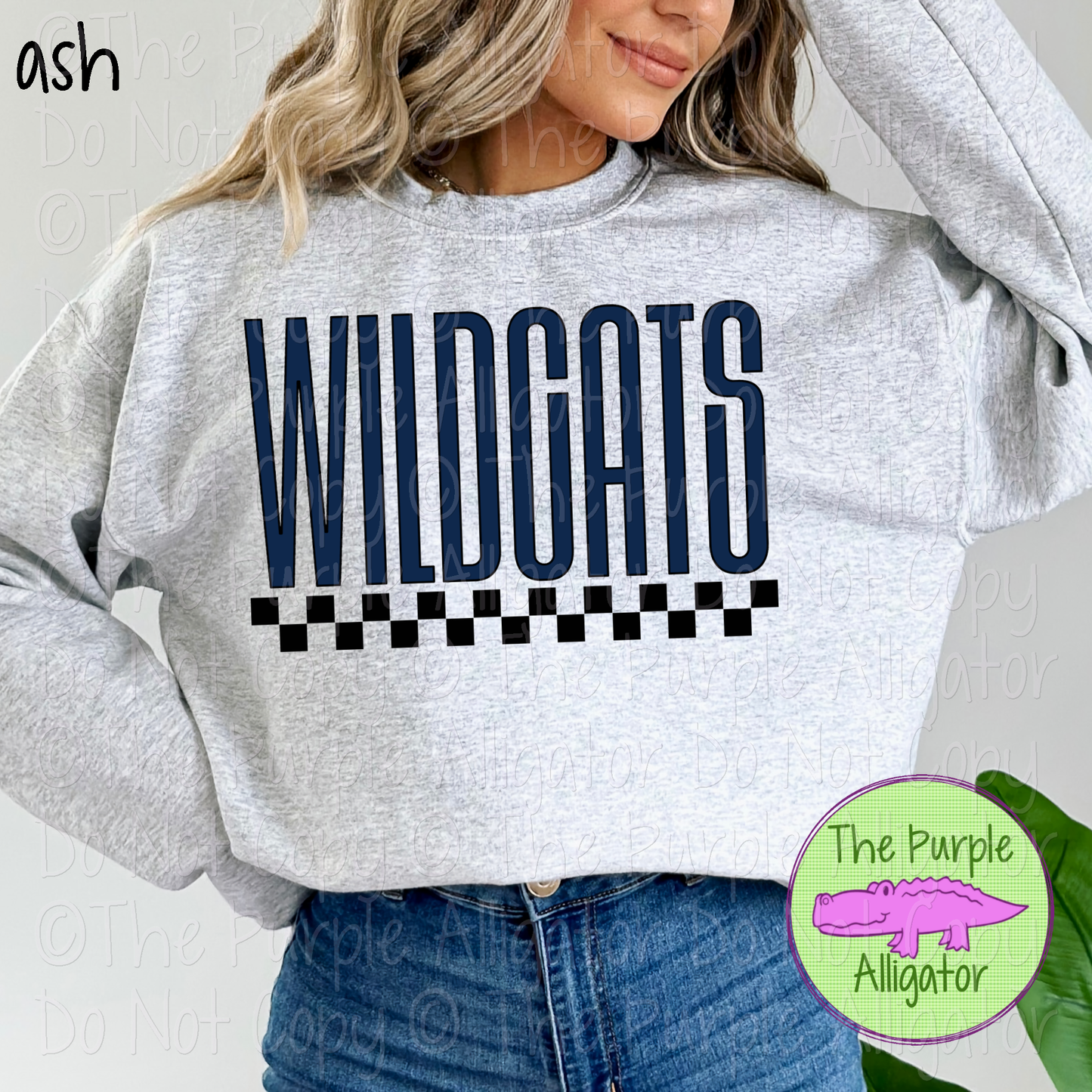 Wildcats U-Rock Spirit Wear Design – Custom Color Text & Black Checkerboard Accent - CHOOSE YOUR TEXT COLOR 0225 (d2f TPA)