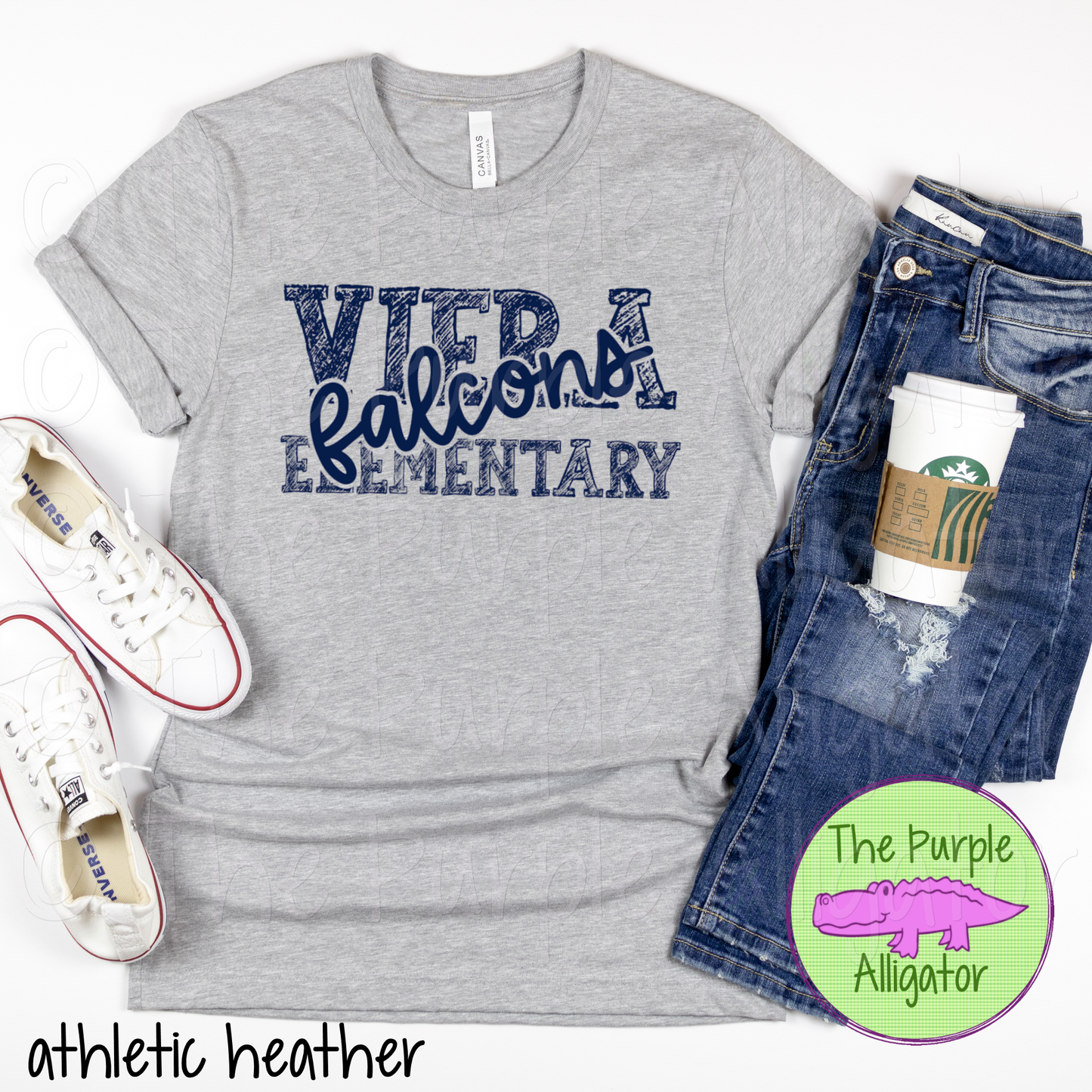 Viera Elementary Falcons Messy Sketch Mascot School Spirit - CHOOSE YOUR DESIGN COLOR (d2f TPA)