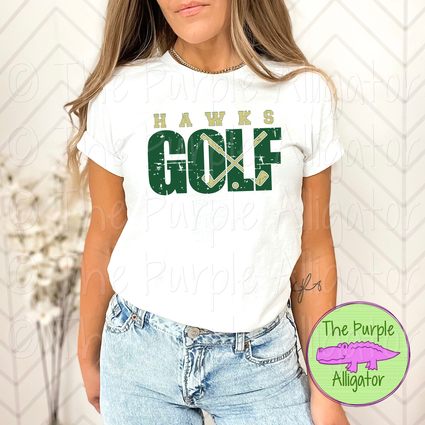 Hawks Golf SC2 Mascot School Spirit - CHOOSE YOUR DESIGN COLORS (d2f TPA)