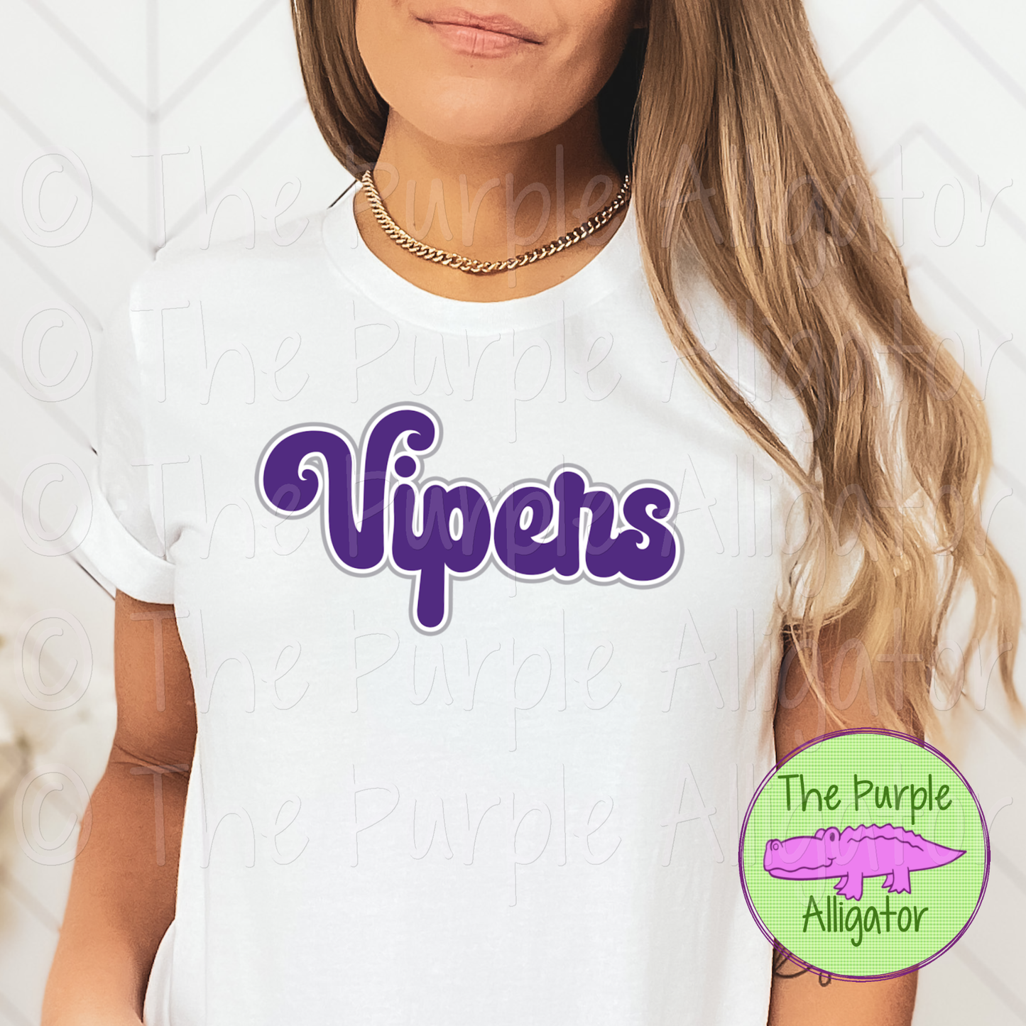 Vipers Retro Bubble Mascot School Spirit - CHOOSE YOUR DESIGN COLORS (d2f TPA)