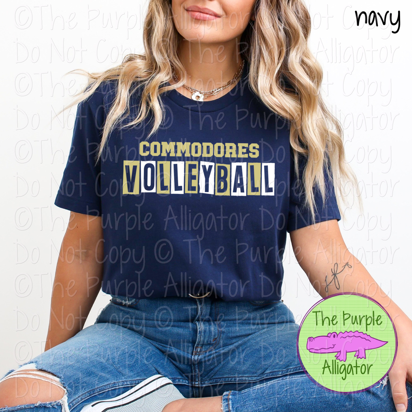 Commodores Volleyball Halftime Mascot School Spirit Wear Team Gear - CHOOSE YOUR DESIGN COLORS - 0525 (d2f TPA)