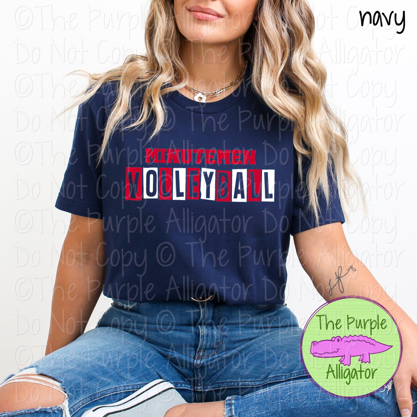 Minutemen Volleyball Halftime – Bold Two-Color Mascot Sports Spirit Wear Design - CHOOSE YOUR DESIGN COLORS - 0525 (d2f TPA)