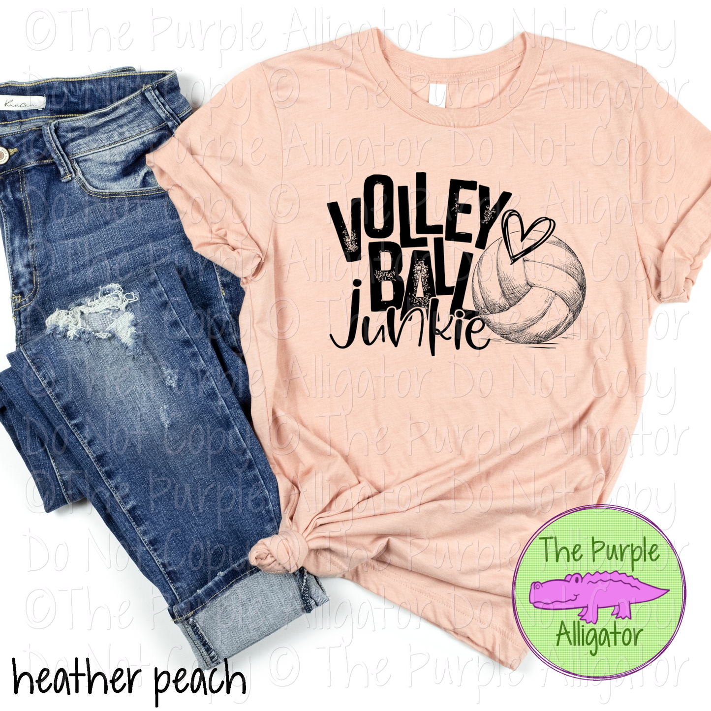 Volleyball Junkie | Heart & Ball Graphic Tee for Hardcore Volleyball Fans 0421 (D2F HMD)