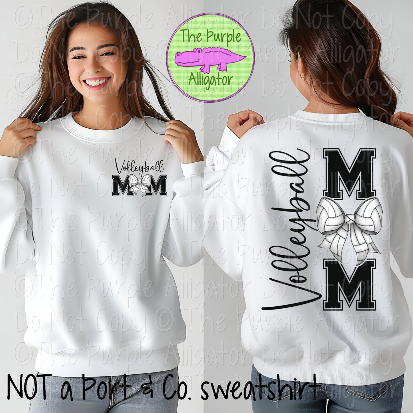 Volleyball Mom Bow Front/Back Design 0225 (d2f PDF)