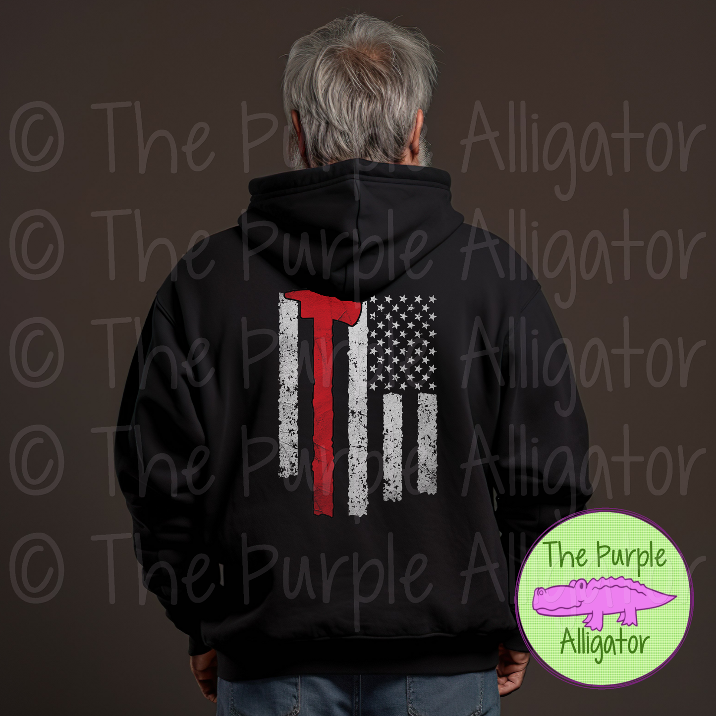 White Flag Firefighter Axe Back Design 0322 (d2f CLSVG)