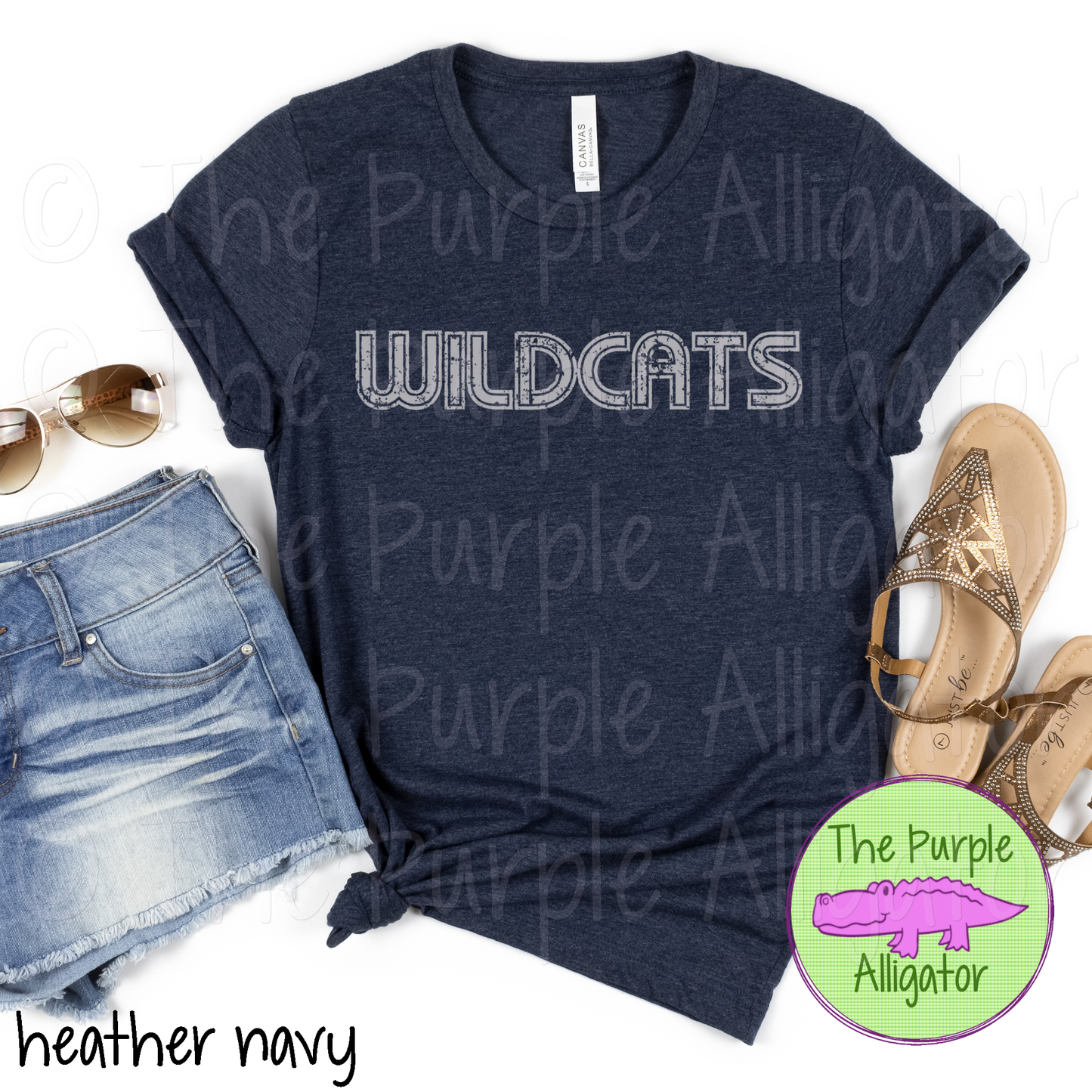 Wildcats MGIR Distressed Mascot School Spirit - CHOOSE YOUR TEXT COLOR (d2f TPA)