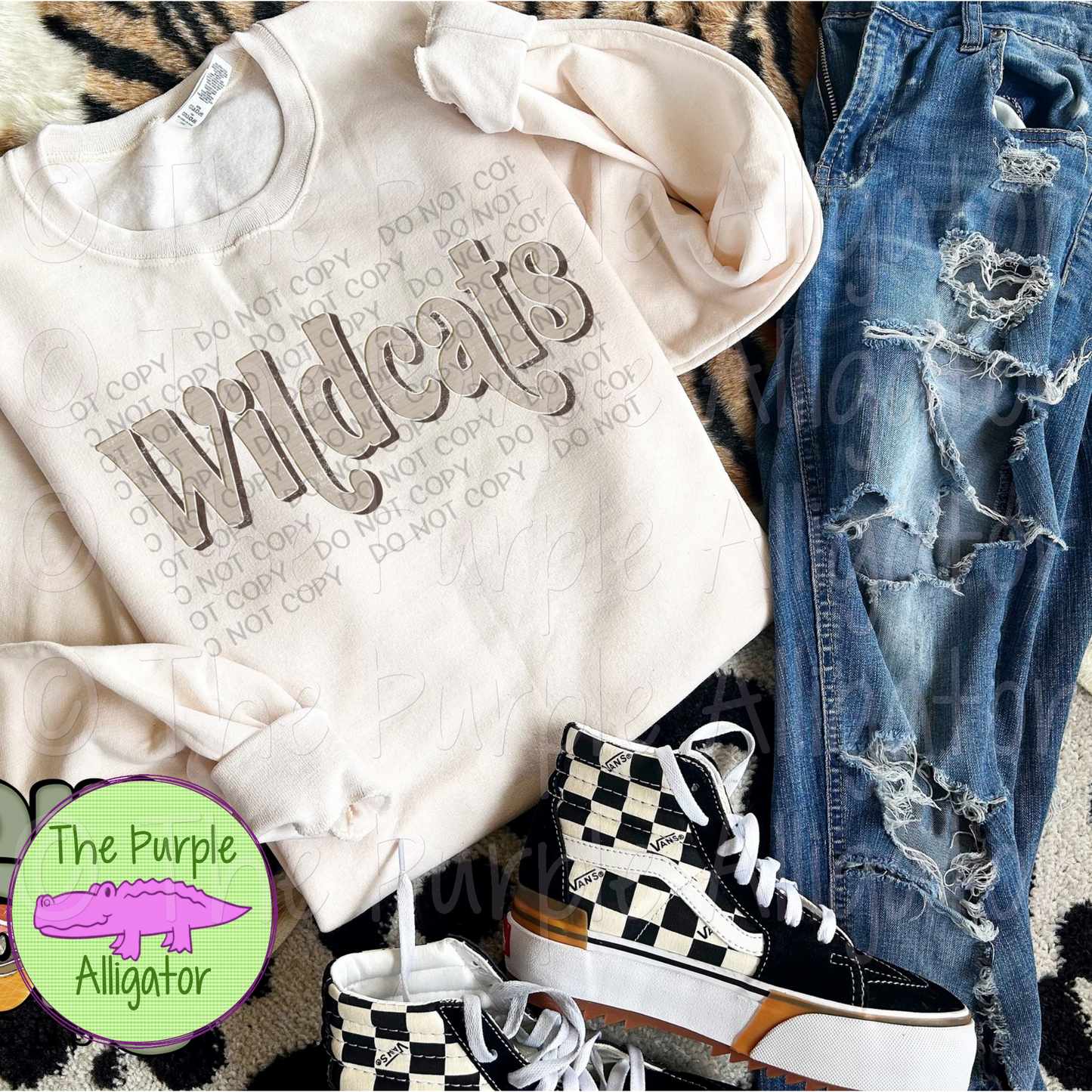 Wildcats Distressed Neutral Mascot School Spirit (d2f SWD)