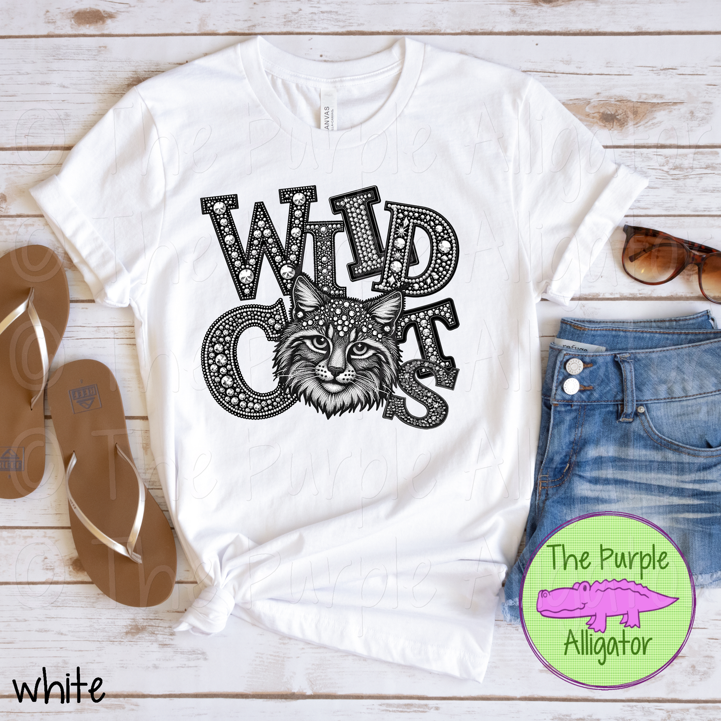 Wildcats Faux Rhinestone Mascot School Spirit (d2f TED)