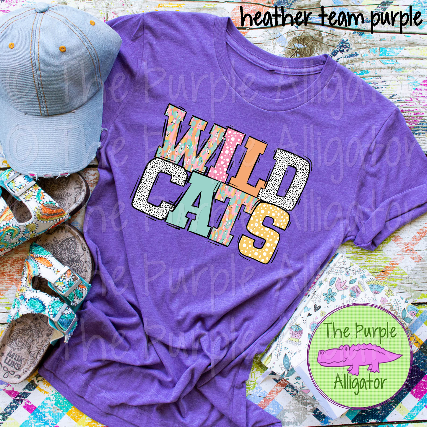 Wildcats Pastel Stroke Varsity Mascot School Spirit (d2f BB)