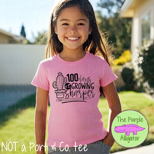 100 Days of Growing Sharper Shirt - Cactus Design - 100 Days of School Tee