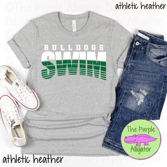 Bulldogs Swim SC10 Mascot School Spirit Wear Team Gear - CHOOSE YOUR DESIGN COLORS - 0425 (d2f TPA)