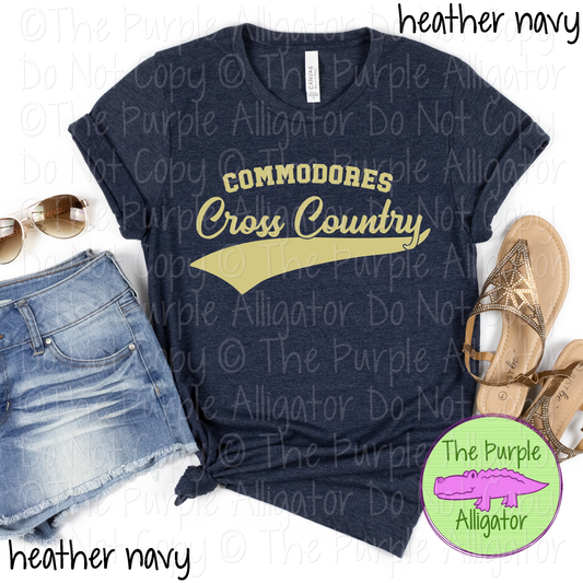 Commodores Cross Country Swash SC12 | Mascot School Spirit Design | Custom Mascot Cross Country Apparel | Custom Team Apparel - CHOOSE YOUR DESIGN COLOR - 0725 (d2f TPA)