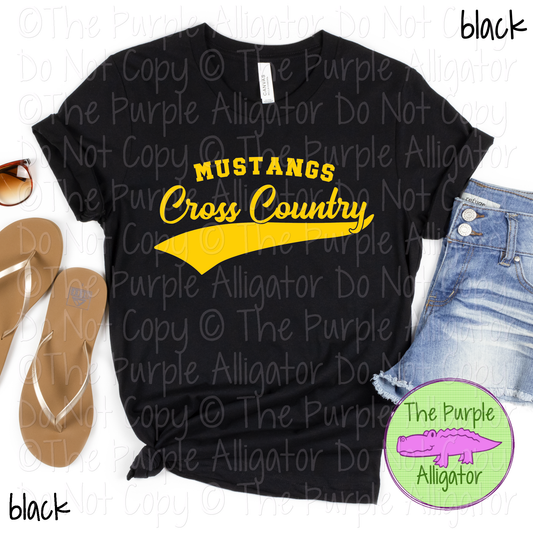 Mustangs Cross Country Swash SC12 | Mascot School Spirit Design | Custom Mascot Cross Country Apparel | Custom Team Apparel - CHOOSE YOUR DESIGN COLOR - 0725 (d2f TPA)