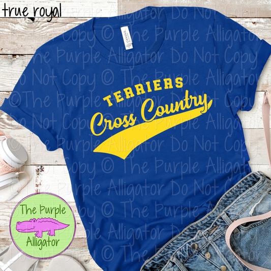 Terriers Cross Country Swash SC12 | Mascot School Spirit Design | Custom Mascot Cross Country Apparel | Custom Team Apparel - CHOOSE YOUR DESIGN COLOR - 0725 (d2f TPA)