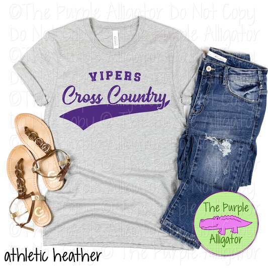 Vipers Cross Country Swash SC12 | Mascot School Spirit Design | Custom Mascot Cross Country Apparel | Custom Team Apparel - CHOOSE YOUR DESIGN COLOR - 0725 (d2f TPA)
