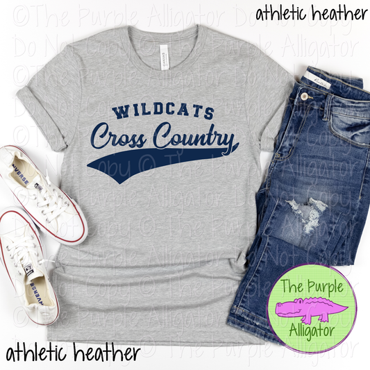Wildcats Cross Country Swash SC12 | Mascot School Spirit Design | Custom Mascot Cross Country Apparel | Custom Team Apparel - CHOOSE YOUR DESIGN COLOR - 0725 (d2f TPA)