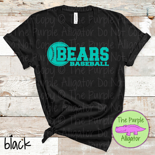 Bears Baseball 12 - Custom Baseball Team Spirit Wear Tee Mascot Apparel 0126 TPA