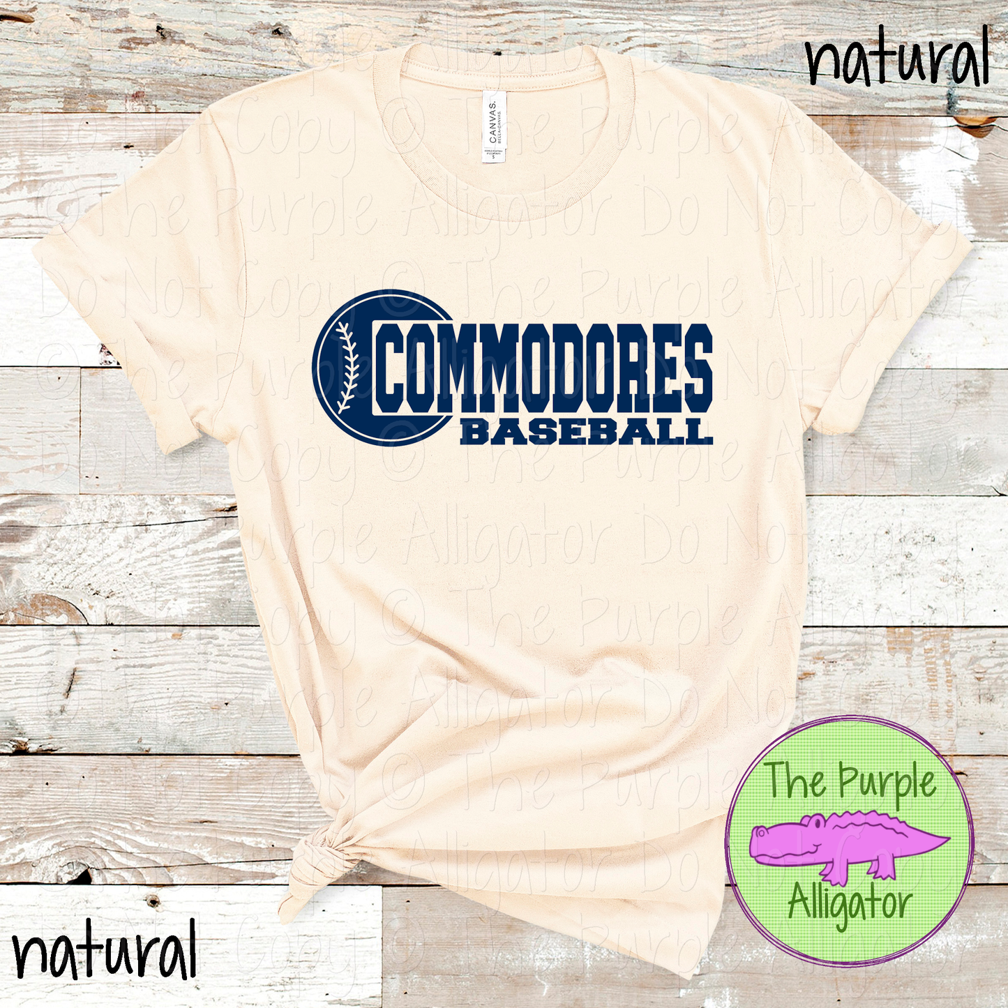 Commodores Baseball 12 - Custom Baseball Team Spirit Wear Tee Mascot Apparel 0126 TPA