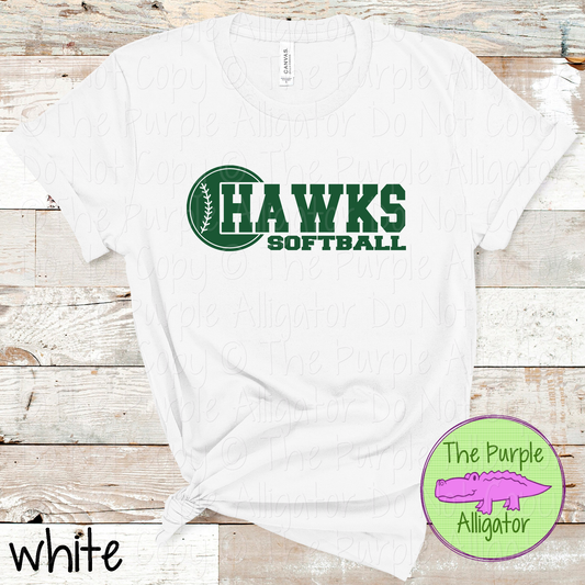 Hawks Softball 12 Classic Varsity Softball Spirit Wear Tee | Single Custom Color 0226 TPA