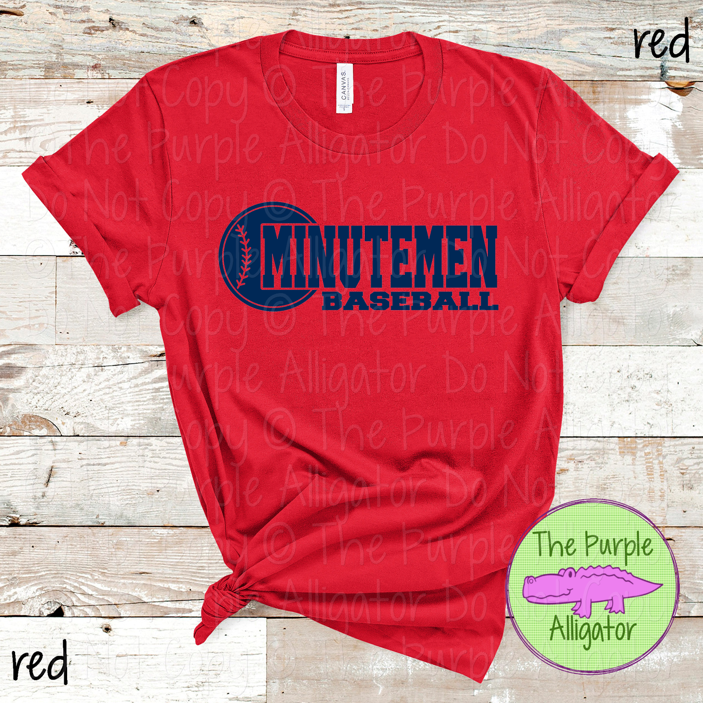 Minutemen Baseball 12 - Custom Baseball Team Spirit Wear Tee Mascot Apparel 0126 TPA