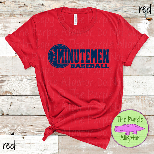 Minutemen Baseball 12 - Custom Baseball Team Spirit Wear Tee Mascot Apparel 0126 TPA