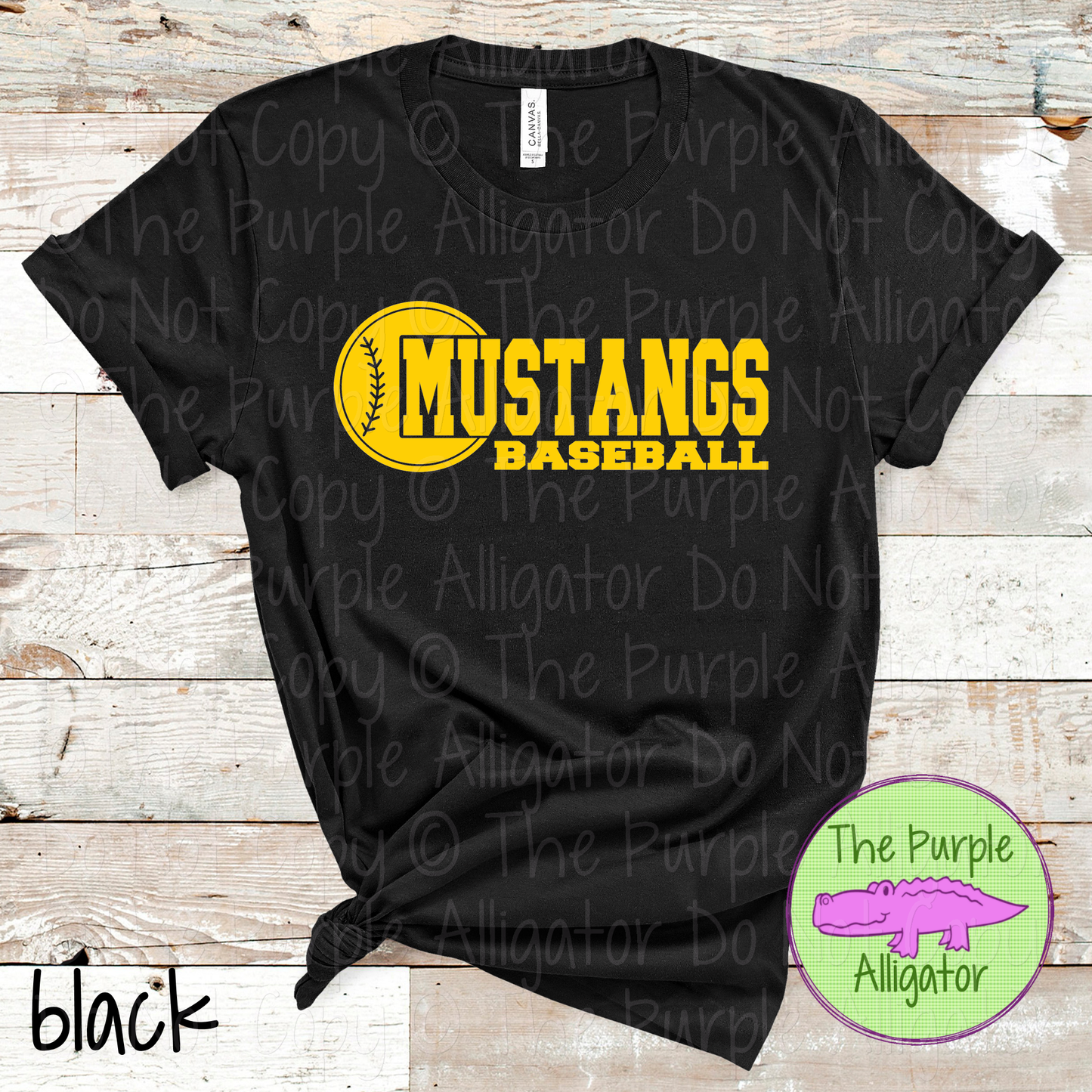 Mustangs Baseball 12 - Custom Baseball Team Spirit Wear Tee Mascot Apparel 0126 TPA