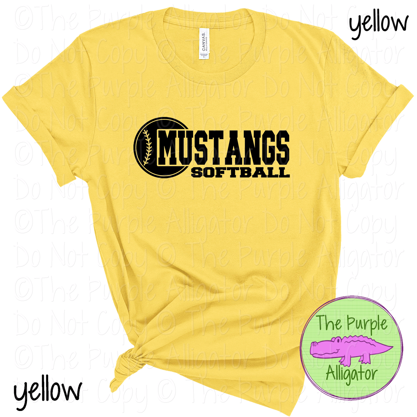 Mustangs Softball 12 Classic Varsity Softball Spirit Wear Tee | Single Custom Color 0226 TPA