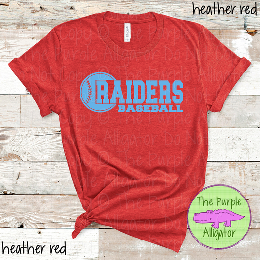 Raiders Baseball 12 - Custom Baseball Team Spirit Wear Tee Mascot Apparel 0126 TPA