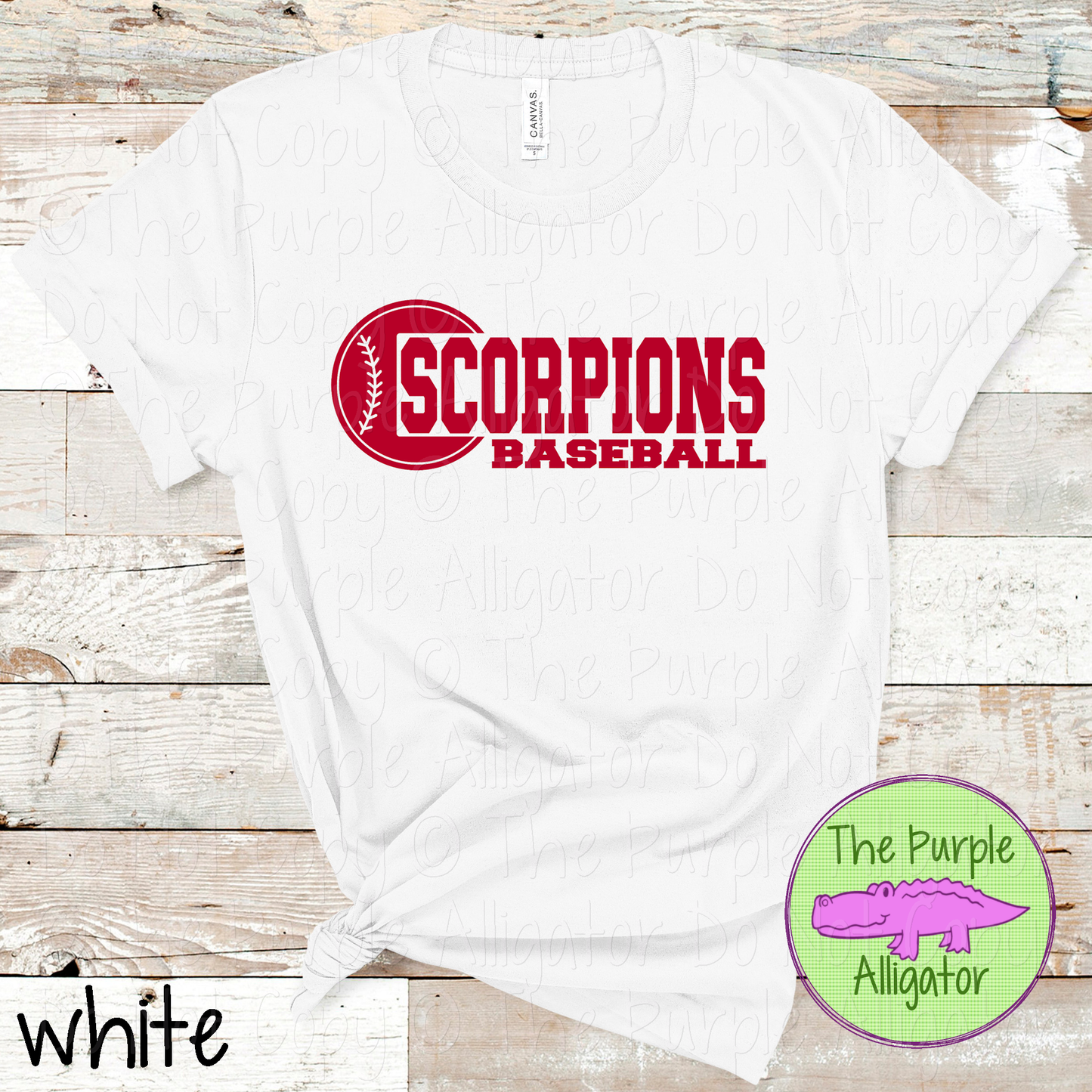 Scorpions Baseball 12 Classic Varsity Baseball Spirit Wear Tee | Single Custom Color 0126 TPA