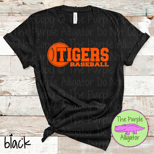 Tigers Baseball 12 - Custom Baseball Team Spirit Wear Tee Mascot Apparel 0126 TPA